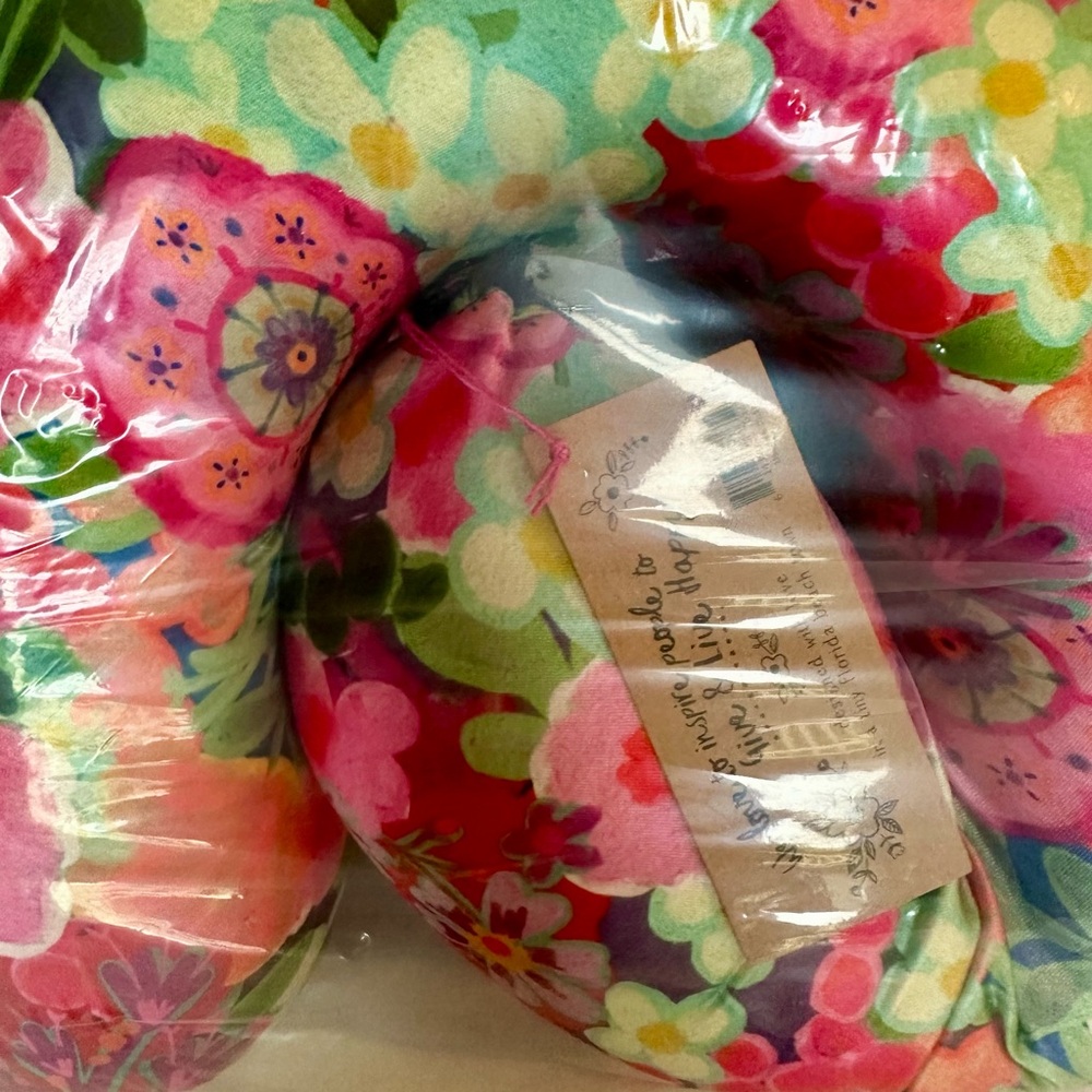 Natural Life Floral Neck Pillow - Pink and Green - Picture 5 of 5